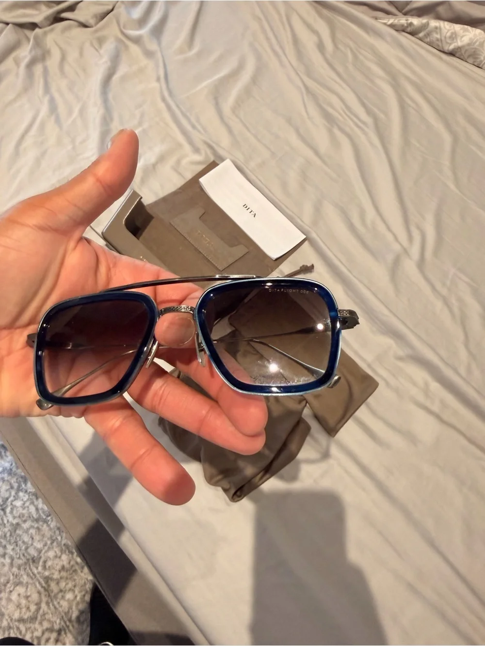 DITA Flight 006 Blue Square Frame Sunglasses with Gradient Lenses